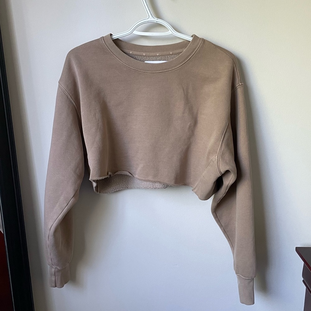 TNA cozy fleece boyfriend cropped sweatshirt